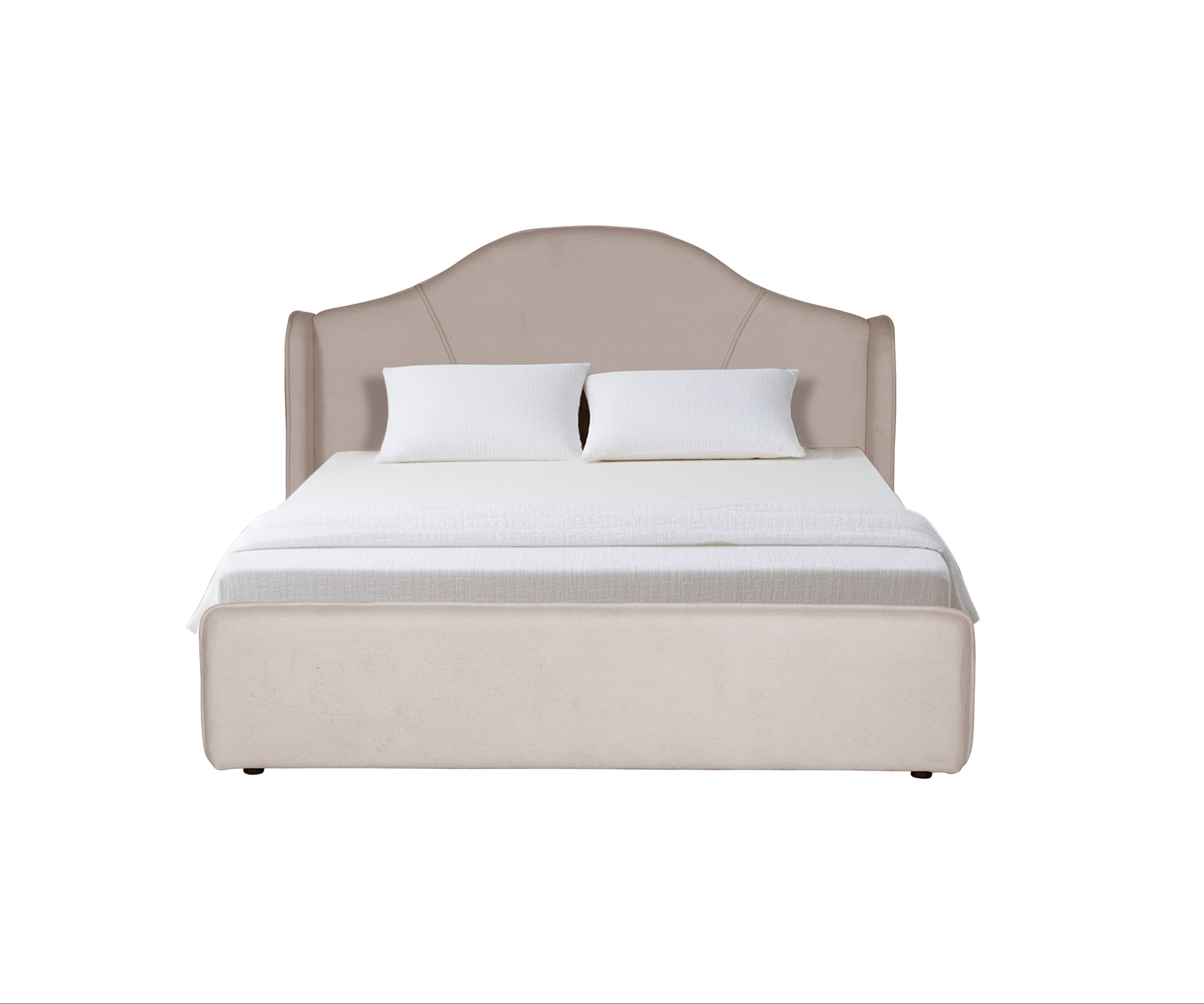 Rose Beige Wingback Arch Upholstered Bed
