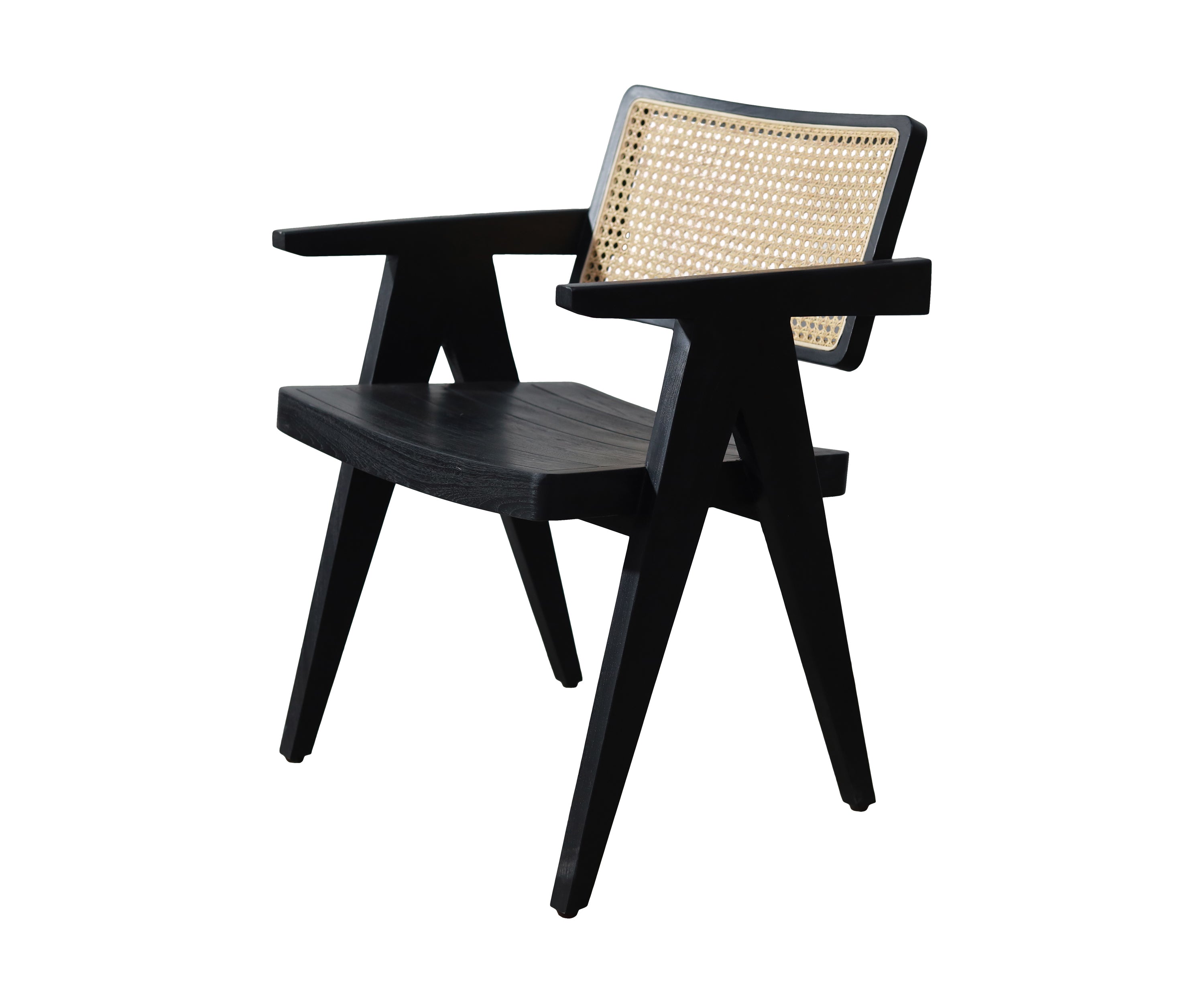 Teak Wood Outdoor Chair with Rattan Backrest