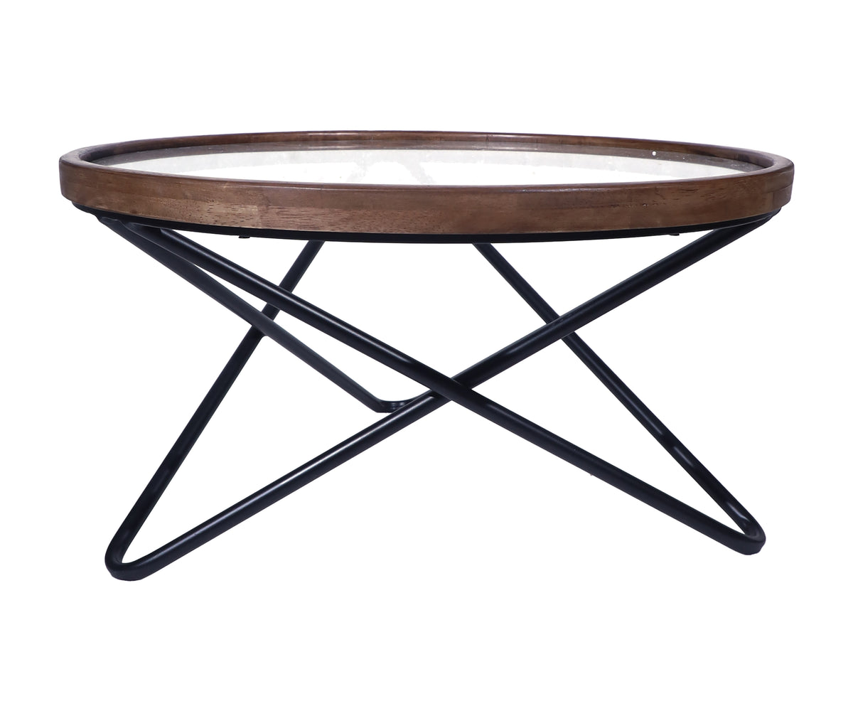 Low Round Teak Coffee Table with Angular Legs