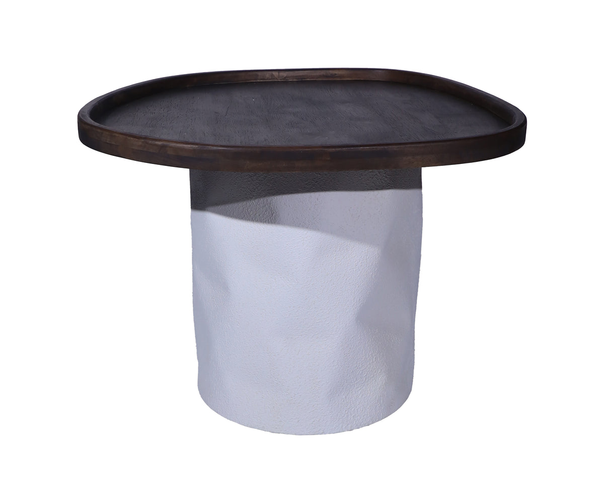 Asymmetrical Rounded Tray-Top Coffee Table with White Pedestal