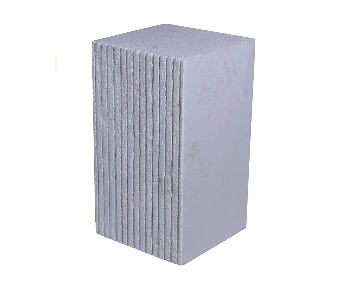 White Petite Fluted GRC Pedestal Side Table