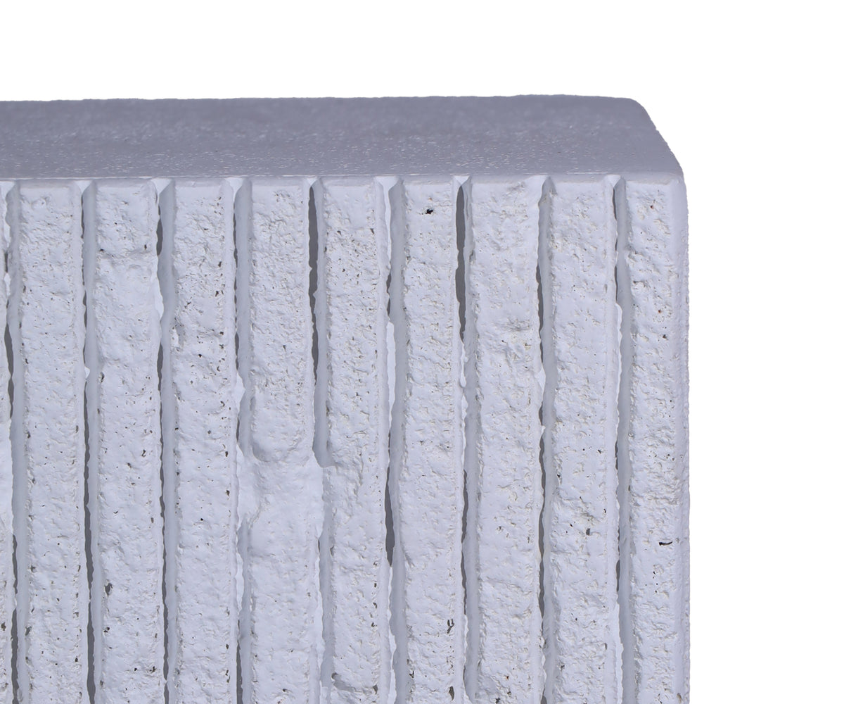 White Tall Fluted GRC Side Table