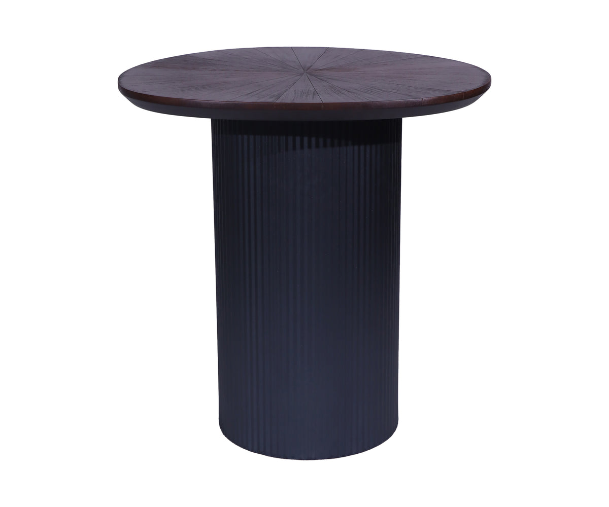 Modern Ribbed Column Side Table with Black Base