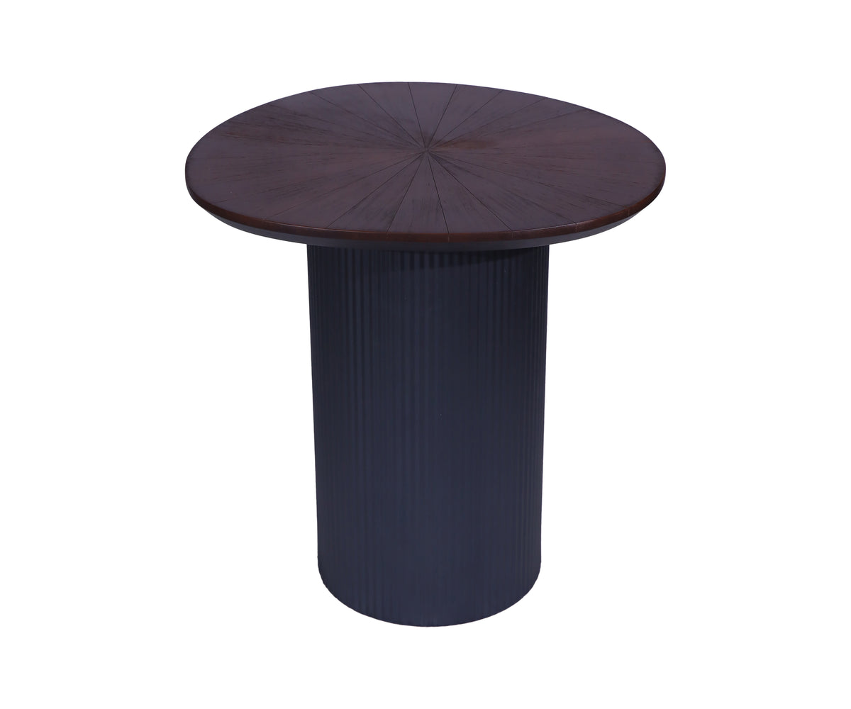 Modern Ribbed Column Side Table with Black Base