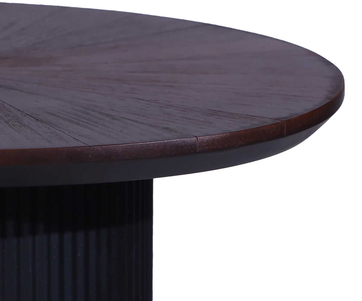 Modern Ribbed Column Side Table with Black Base