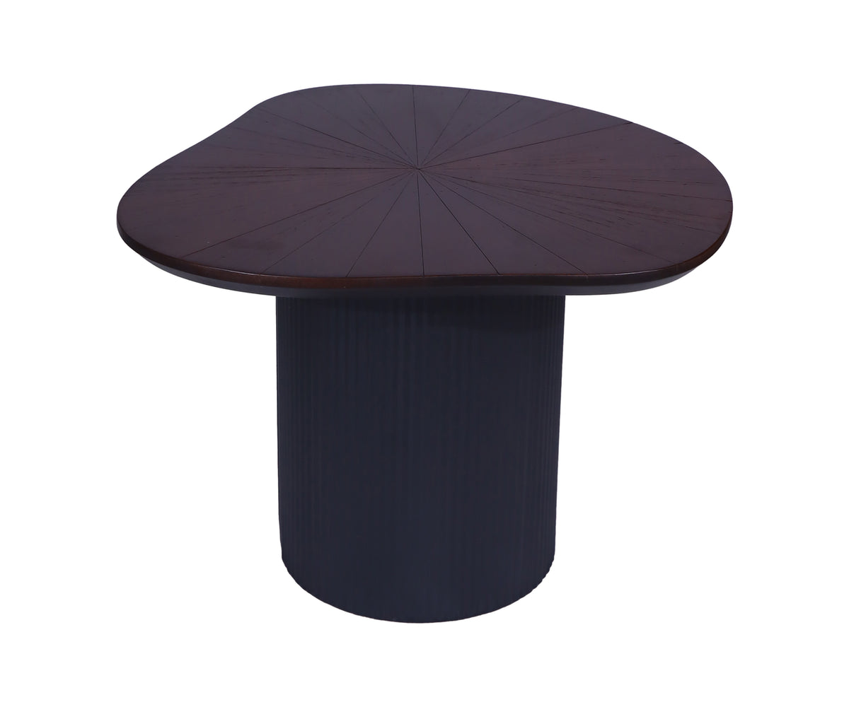 Minimalist Black Pedestal Accent Table with Fluted Column Base