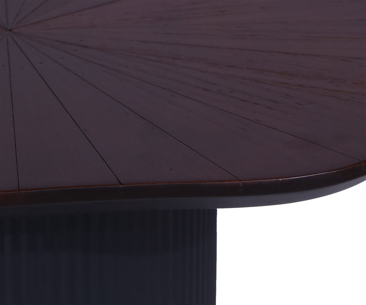 Minimalist Black Pedestal Accent Table with Fluted Column Base