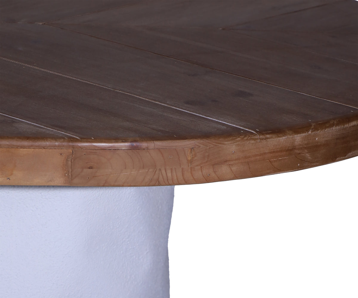 Dual Toned Oval Dining Table with Twin Sculptural Pedestal Base