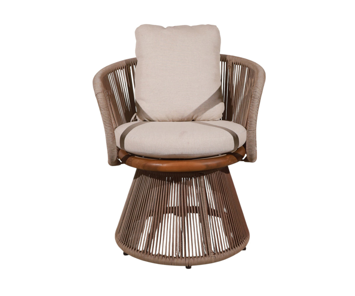 Modern Outdoor Rope Lounge Armchair with Hourglass-Shaped Conical Base