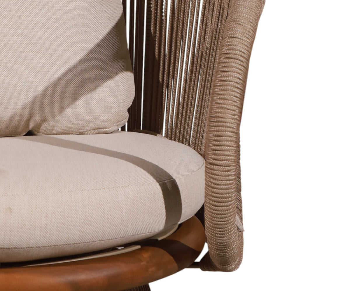 Modern Outdoor Rope Lounge Armchair with Hourglass-Shaped Conical Base