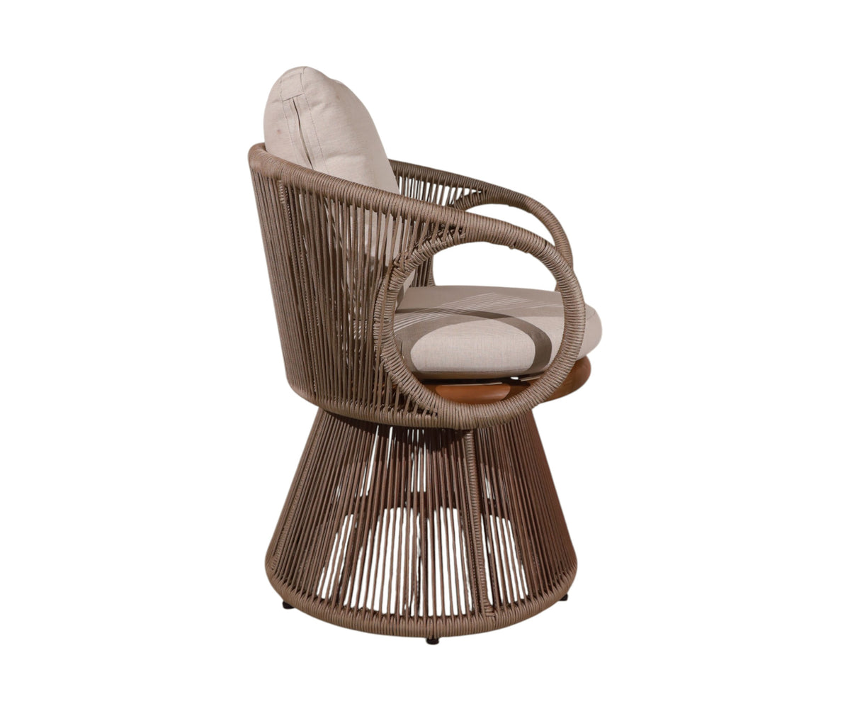 Modern Outdoor Rope Lounge Armchair with Hourglass-Shaped Conical Base