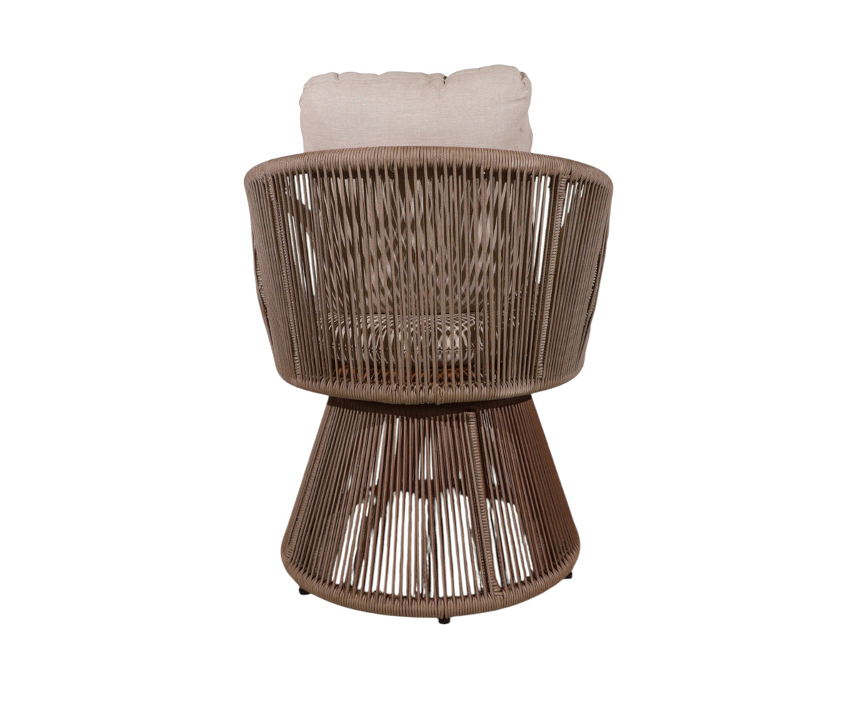 Modern Outdoor Rope Lounge Armchair with Hourglass-Shaped Conical Base