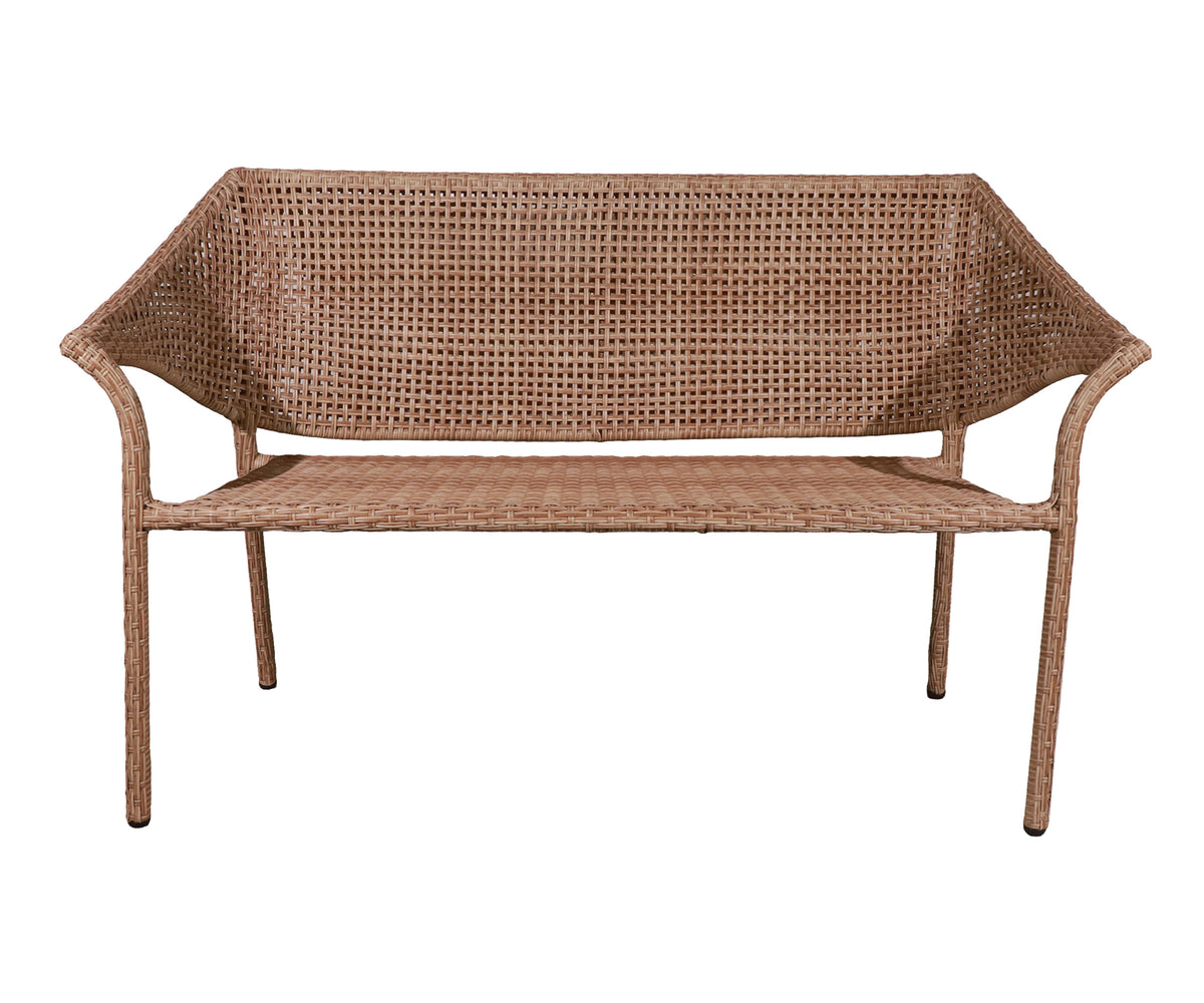 Warm Brown Woven Outdoor Two-Seater Garden & Patio Bench