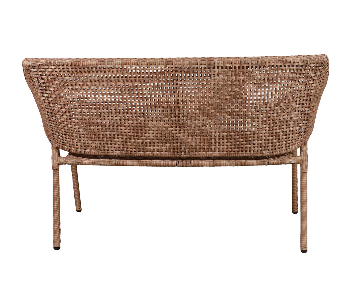 Warm Brown Woven Outdoor Two-Seater Garden & Patio Bench