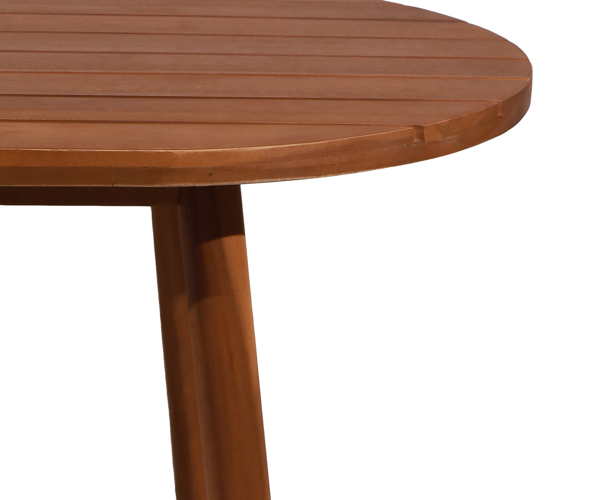 Slatted Wood Outdoor Coffee Table with Rounded Corners
