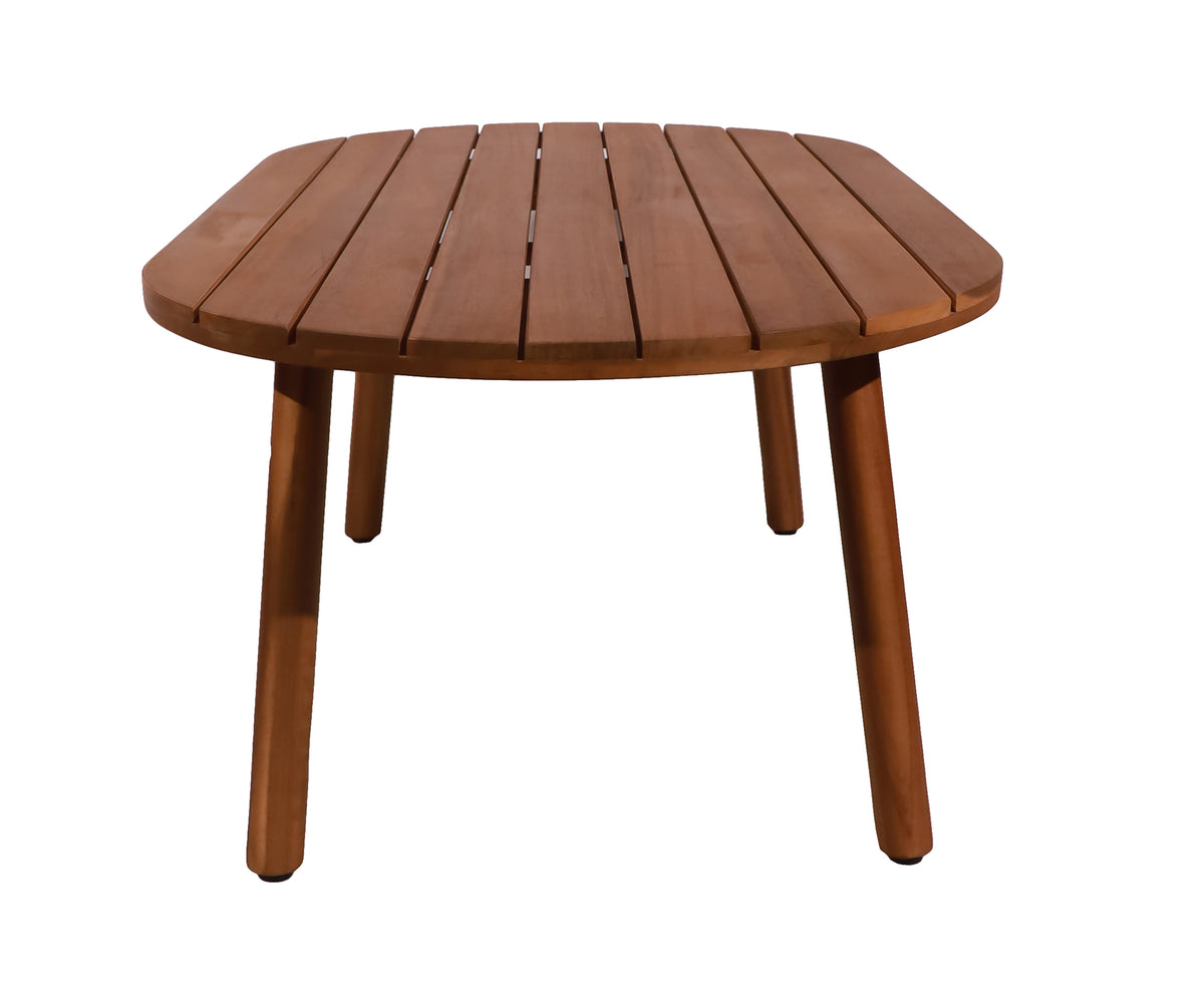 Slatted Wood Outdoor Coffee Table with Rounded Corners