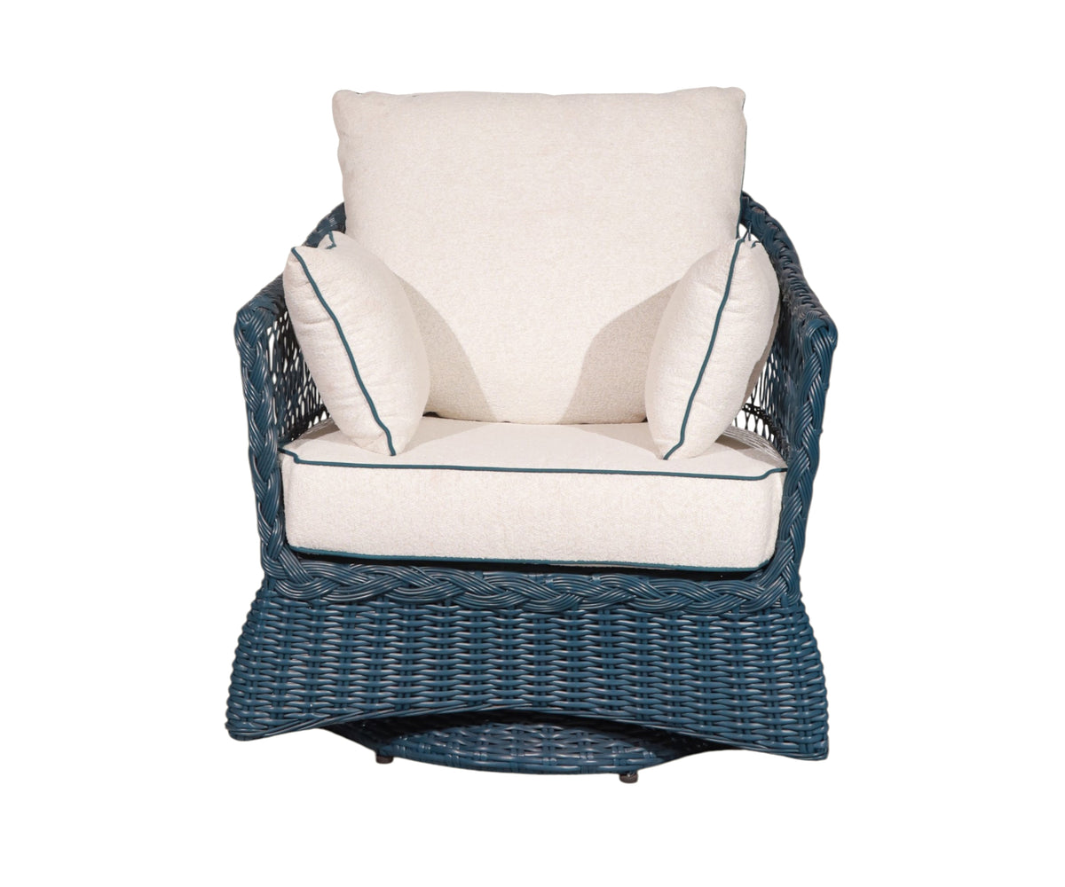 Teal Blue Woven Outdoor Poolside Sofa