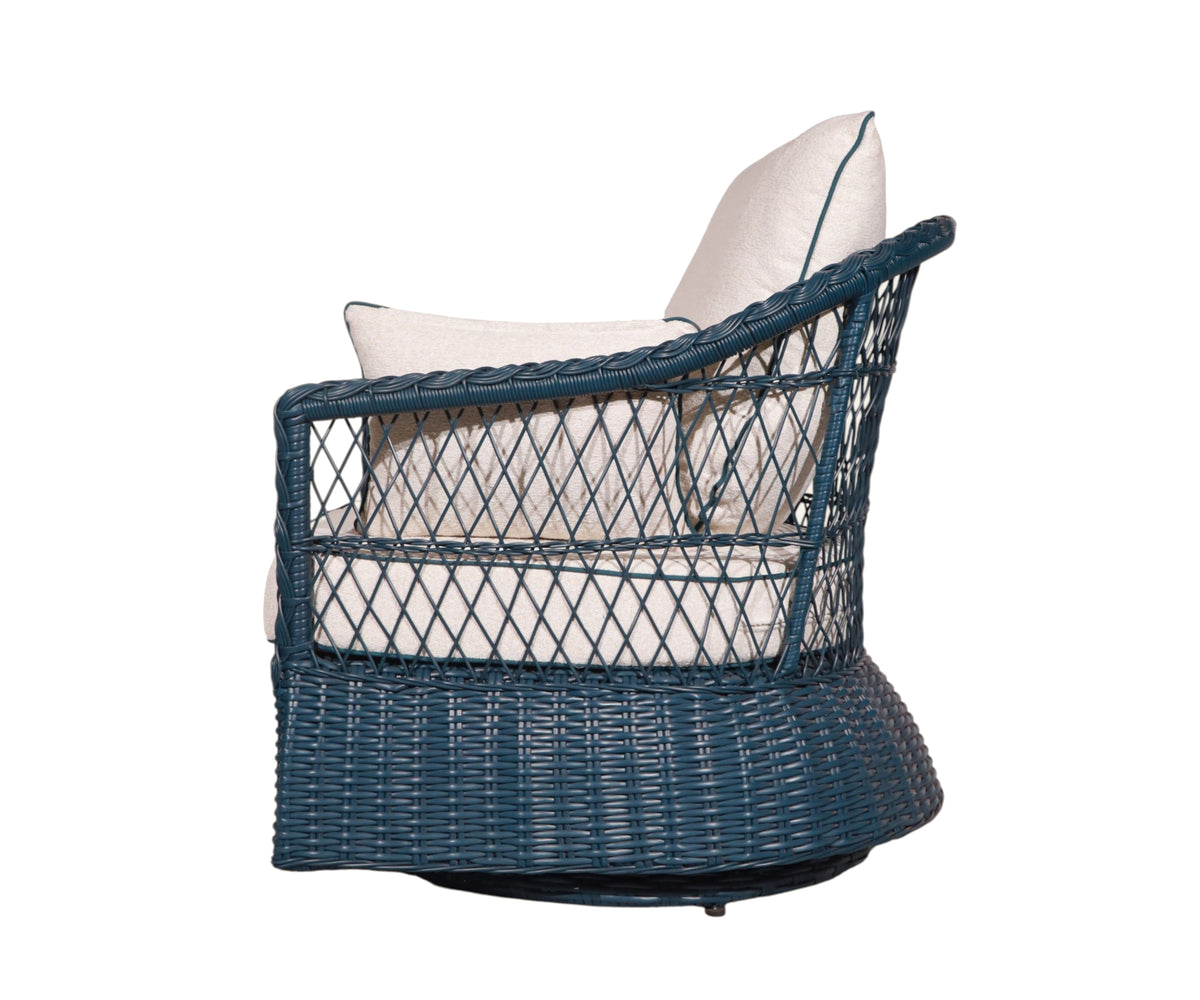 Teal Blue Woven Outdoor Poolside Sofa