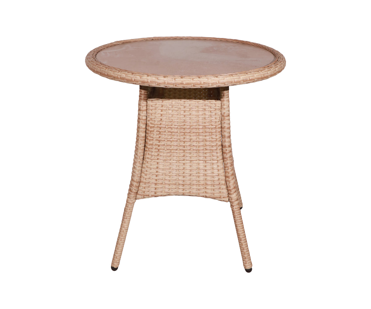 Round Outdoor Garden Accent Table with Storage Shelf