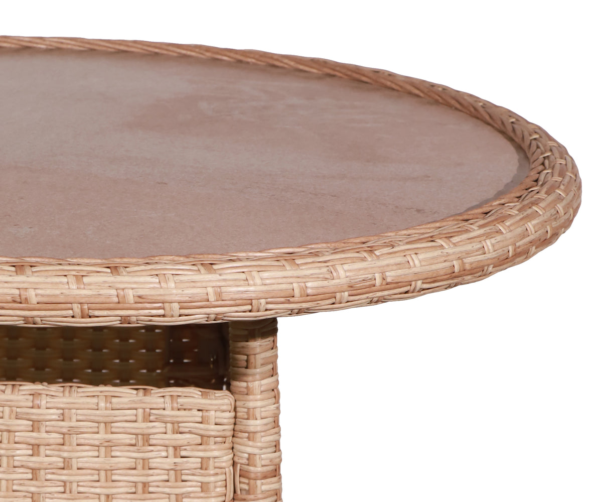 Round Outdoor Garden Accent Table with Storage Shelf