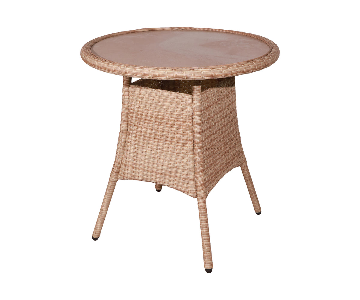 Round Outdoor Garden Accent Table with Storage Shelf