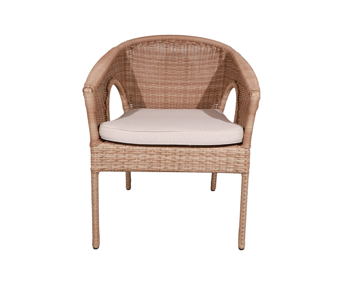 Brown Arched Backrest Outdoor Armchair with Tapered Legs