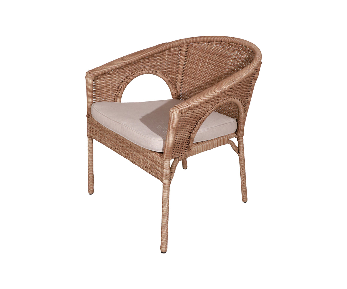 Brown Arched Backrest Outdoor Armchair with Tapered Legs