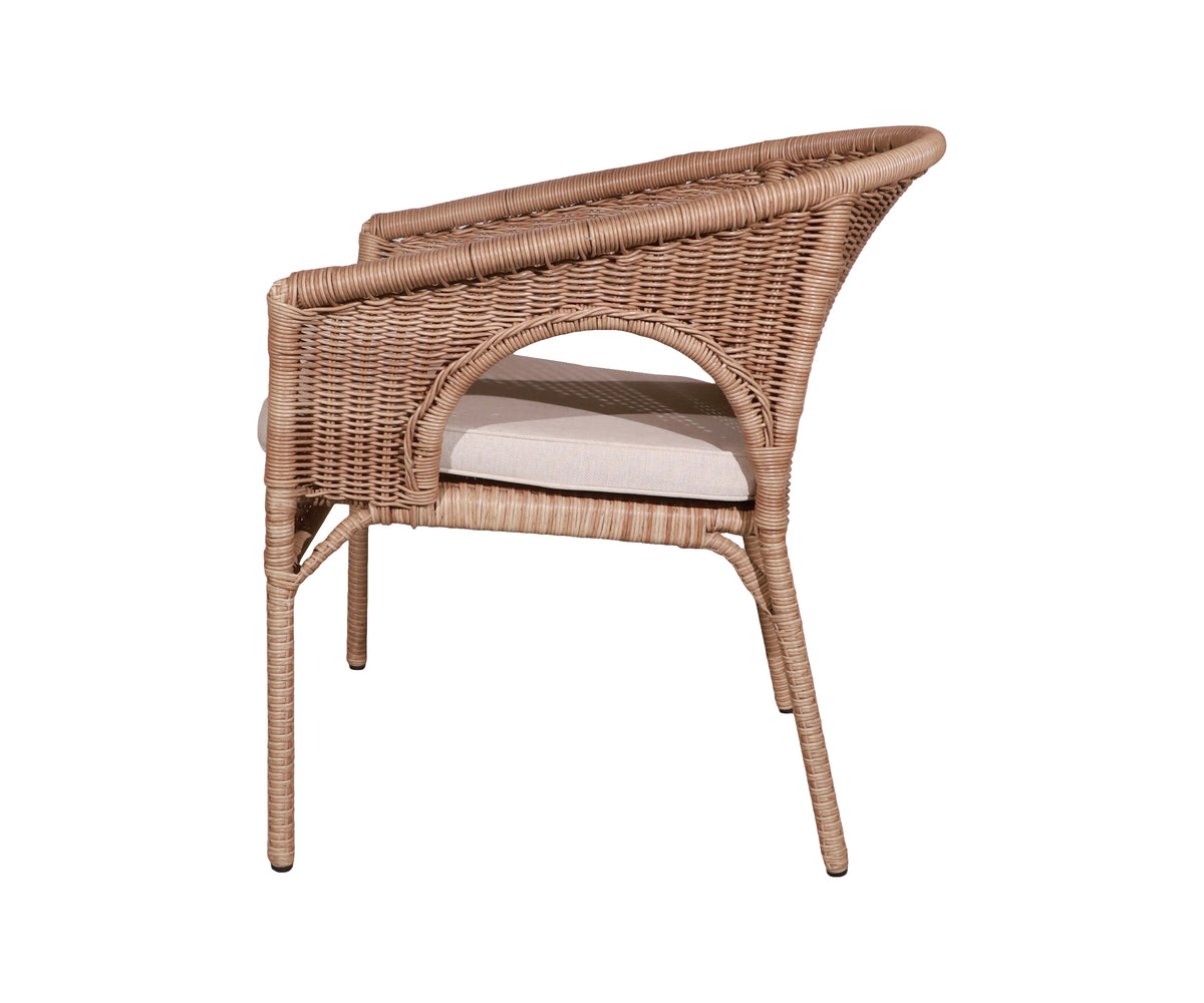 Brown Arched Backrest Outdoor Armchair with Tapered Legs