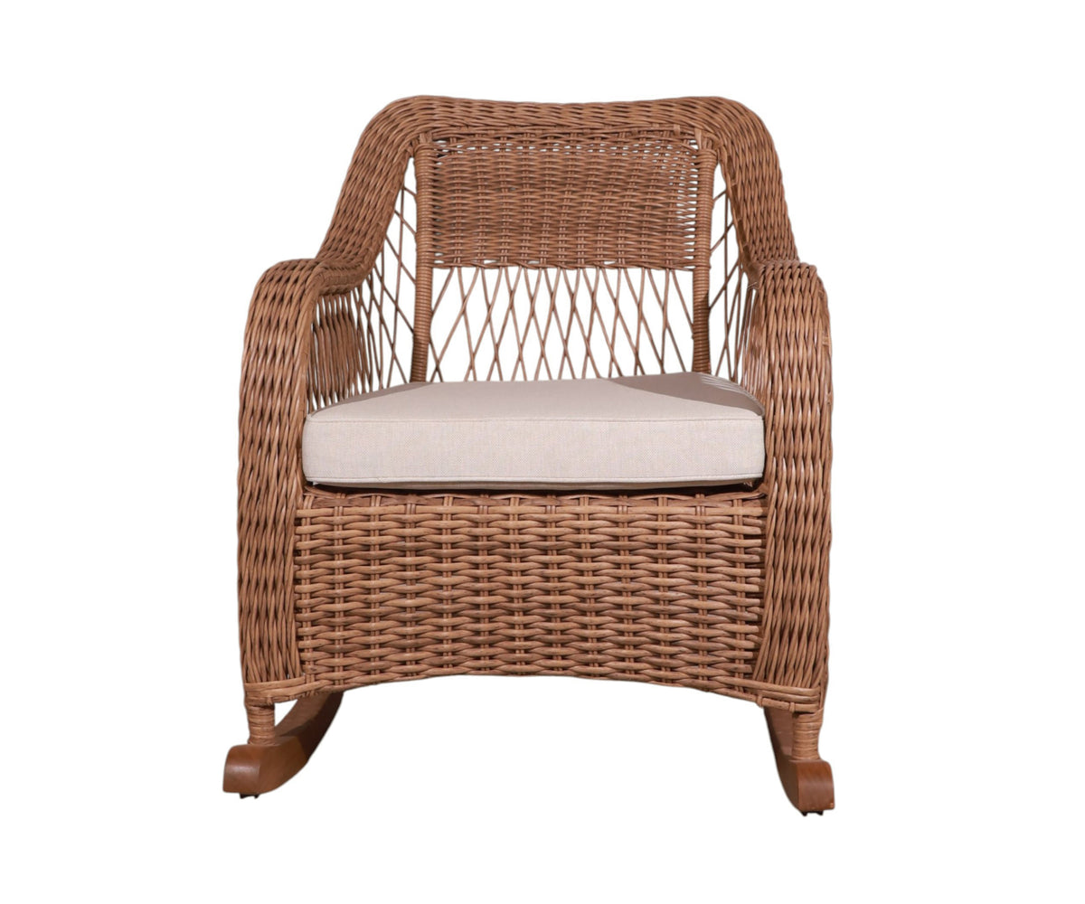 Woven Outdoor Rocking Armchair with Wooden Runners