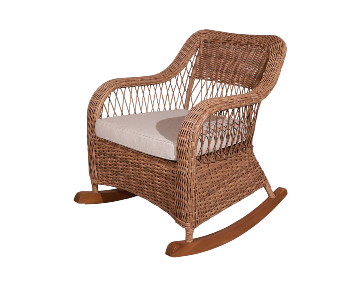 Woven Outdoor Rocking Armchair with Wooden Runners