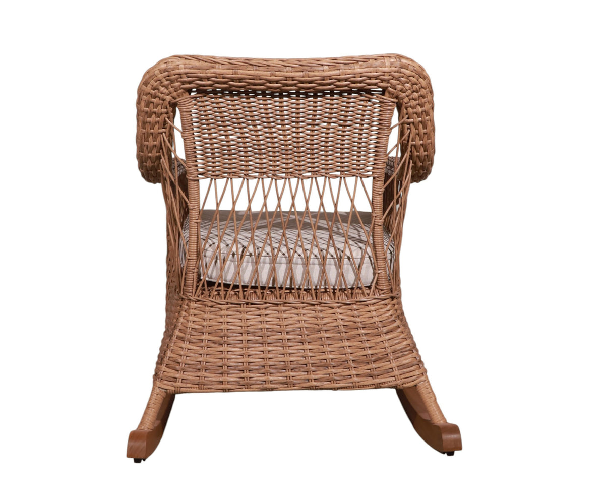 Woven Outdoor Rocking Armchair with Wooden Runners