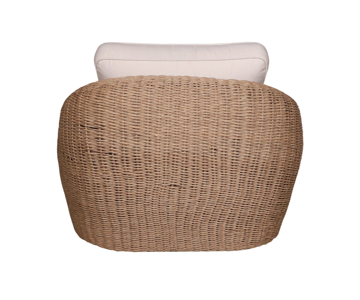 Curved Woven 1-Seater Outdoor Lounge Chair with Plush Upholstery