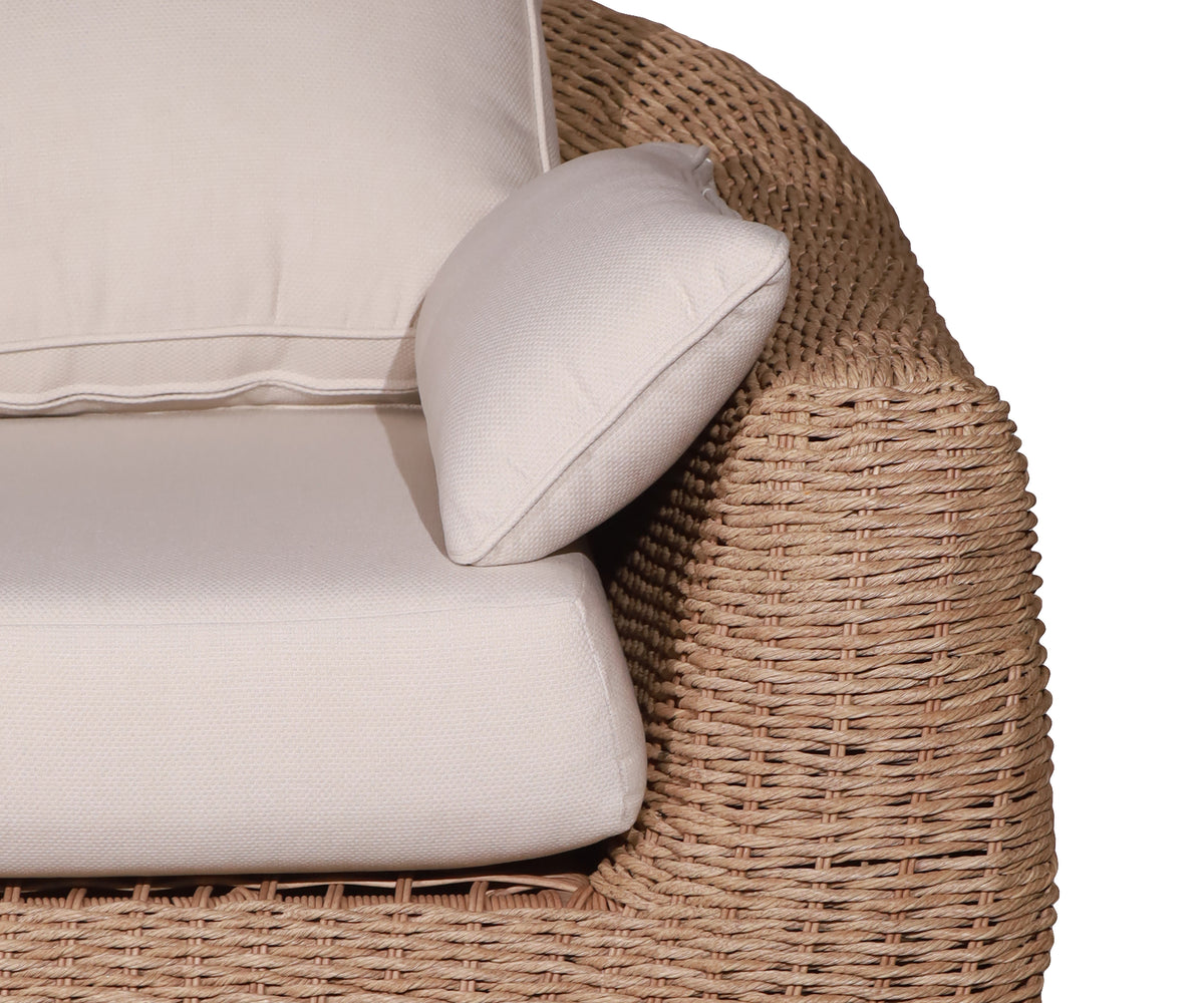 Modern Woven Outdoor Two-Seater Patio Sofa with Deep Seating