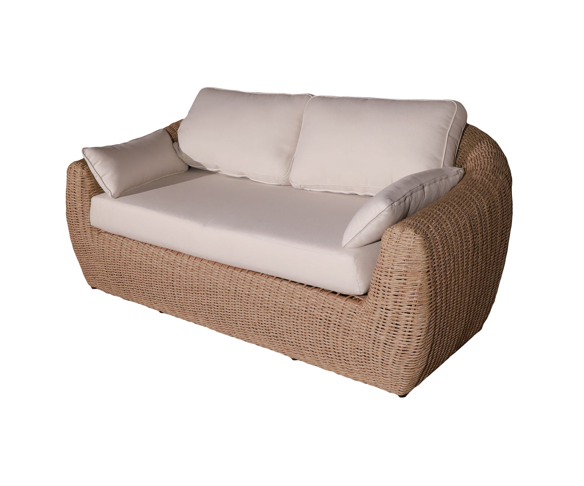 Modern Woven Outdoor Two-Seater Patio Sofa with Deep Seating