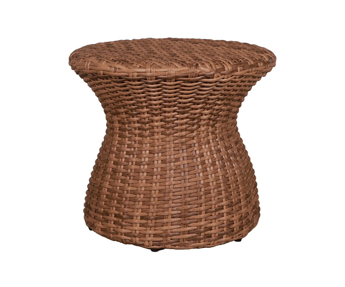 Brown Woven Hourglass Outdoor Side Table