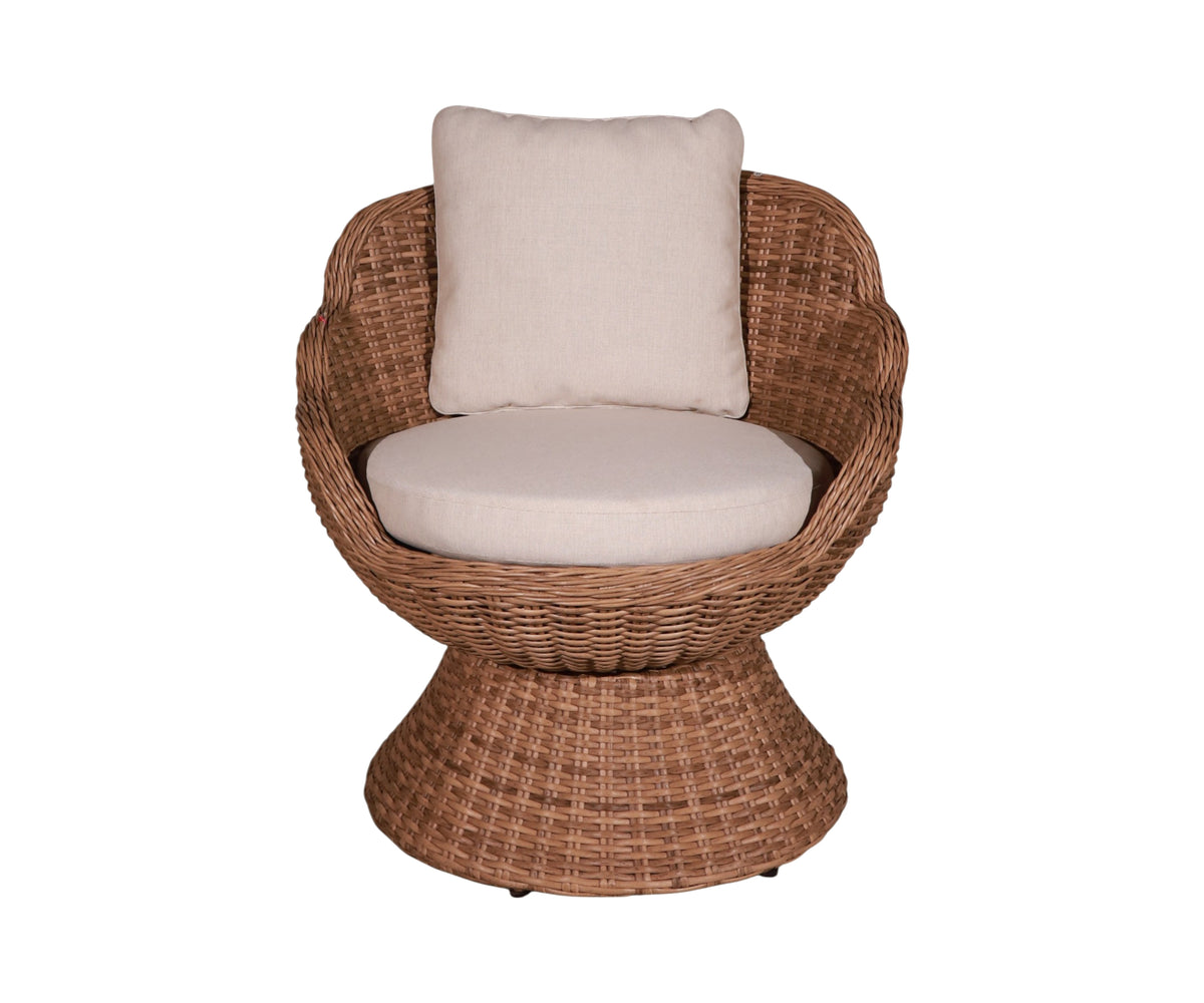 Sculptural Woven Outdoor Armchair with Pedestal Base