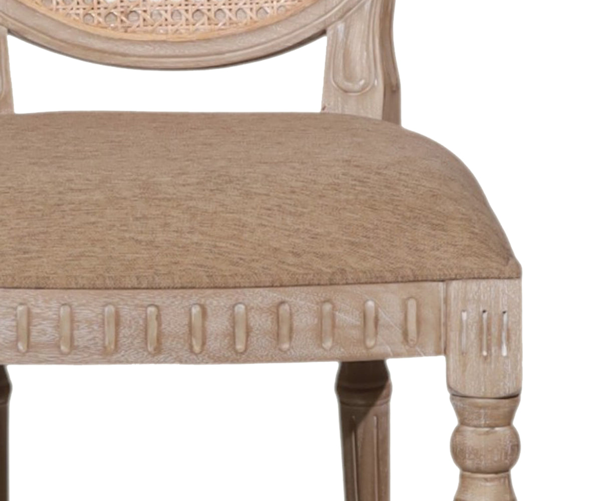Gustavian Cane Back Medallion Dining Chair with Upholstered Seat