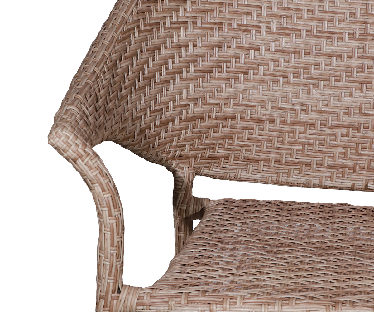 Light Biege Woven Outdoor Two-Seater Bench