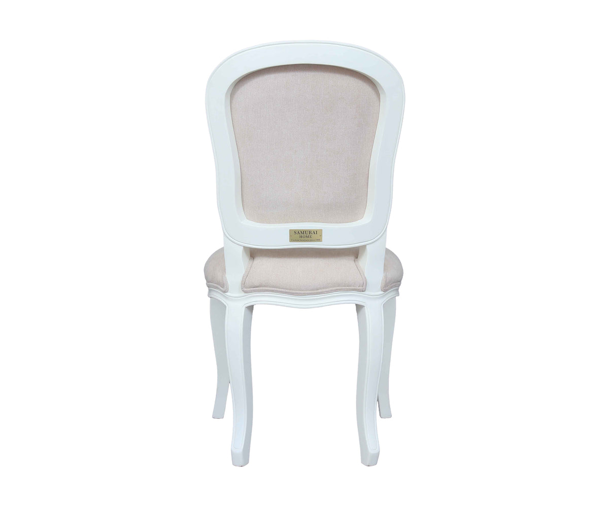 Louis XV Wooden Dining Chair in Soft Beige Upholstery