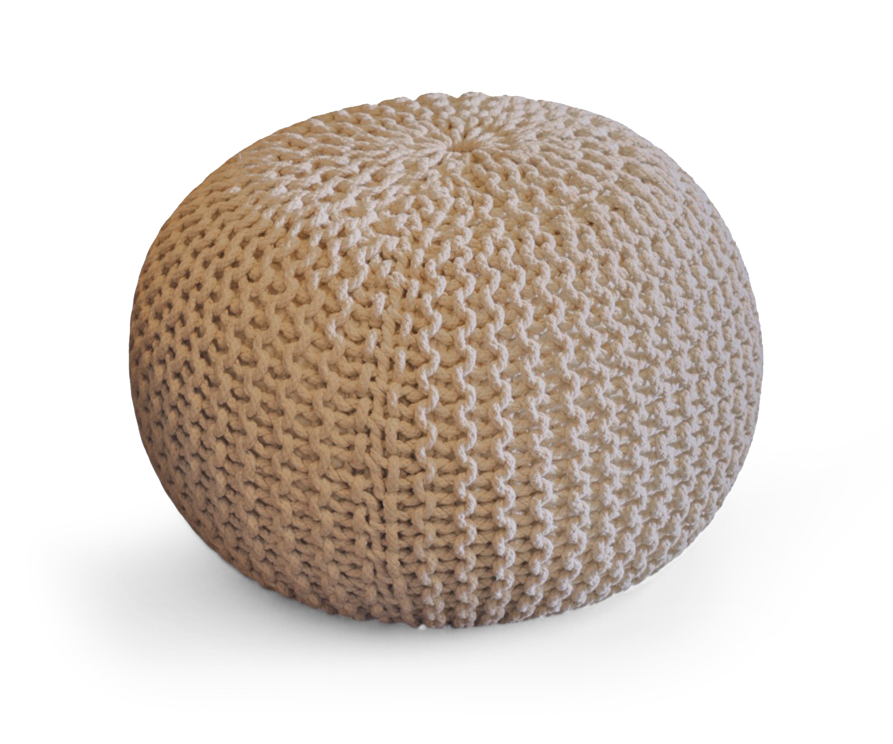 Ivory Knitted Pouffe Ottoman