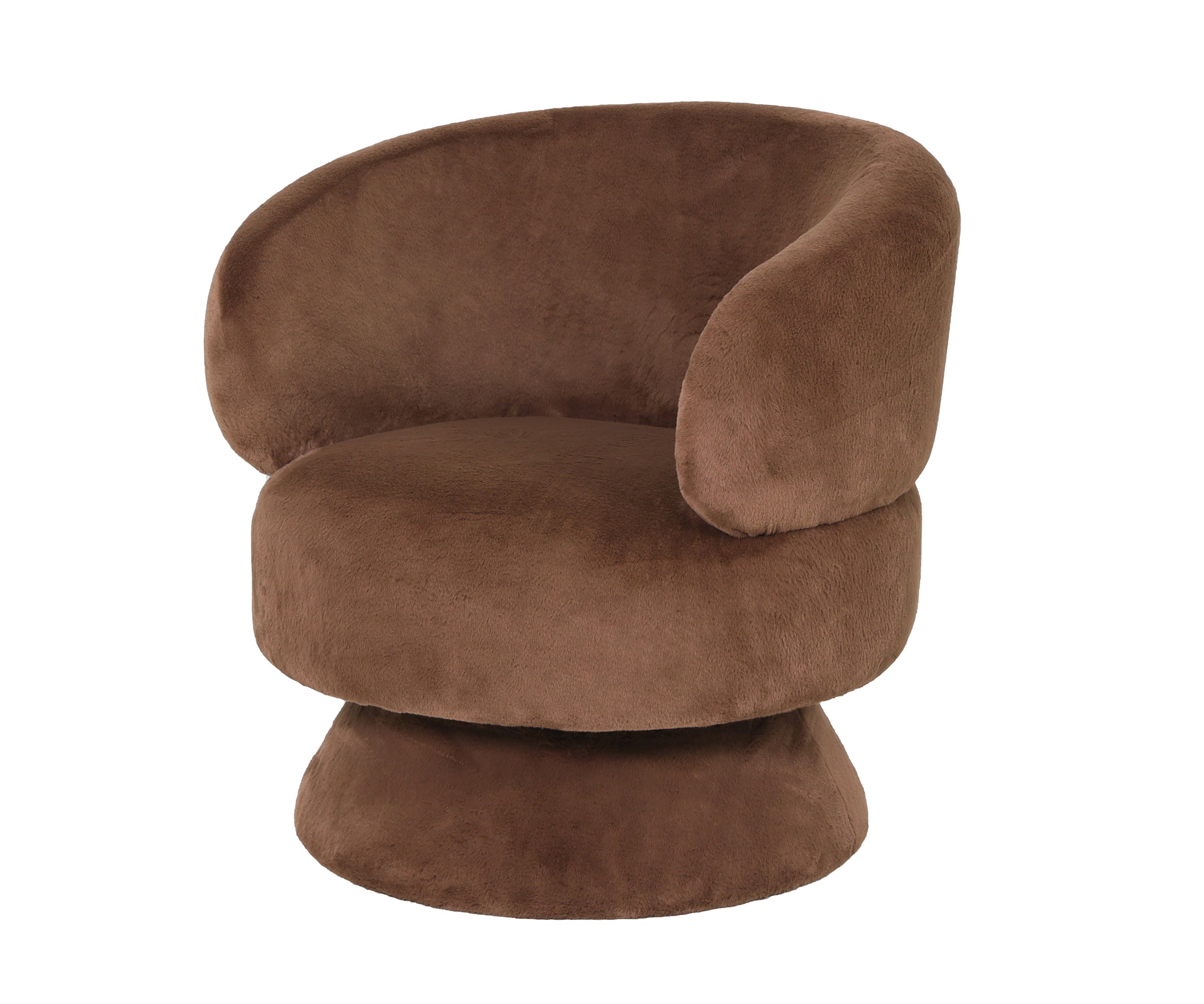 Luxury Velvet Swivel Barrel Armchair in Chocolate Brown