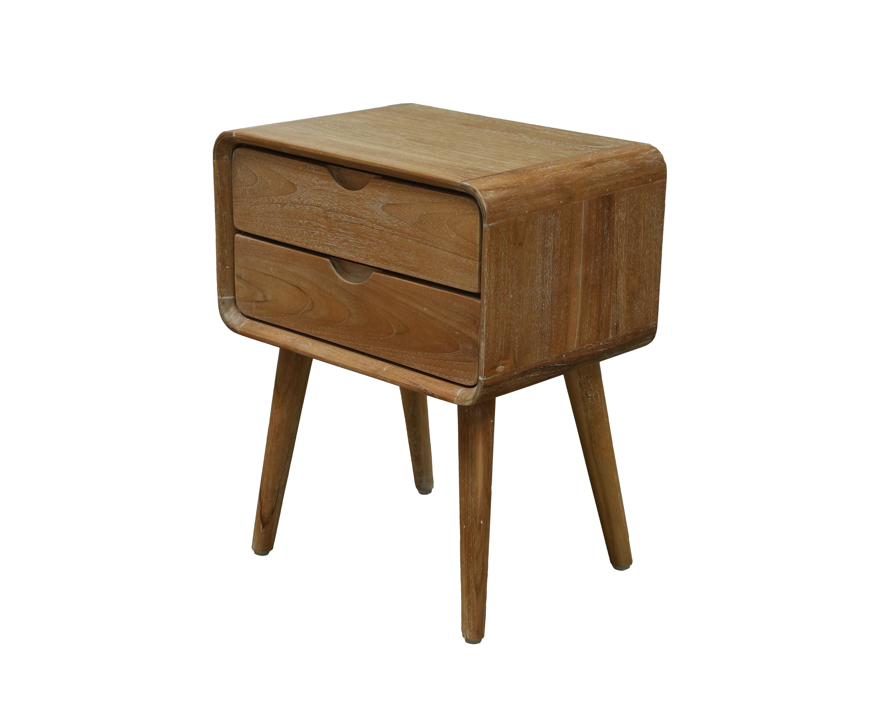 Mid-Century Modern Teak Bedside Table with Two Drawers