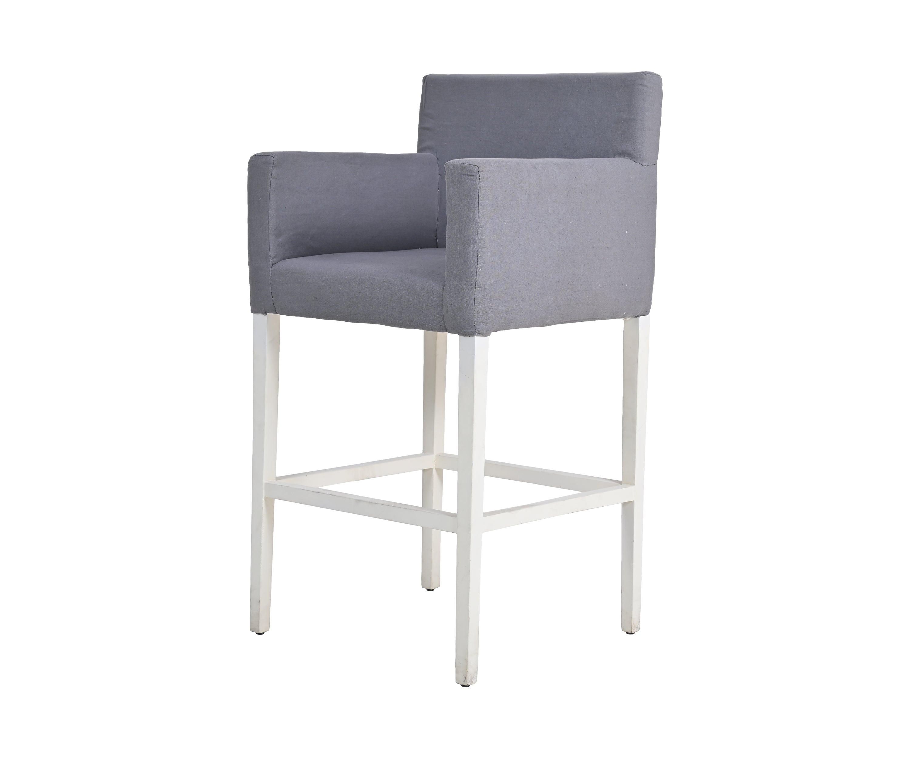 Mist Grey Upholstered Bar Chair with White Frame