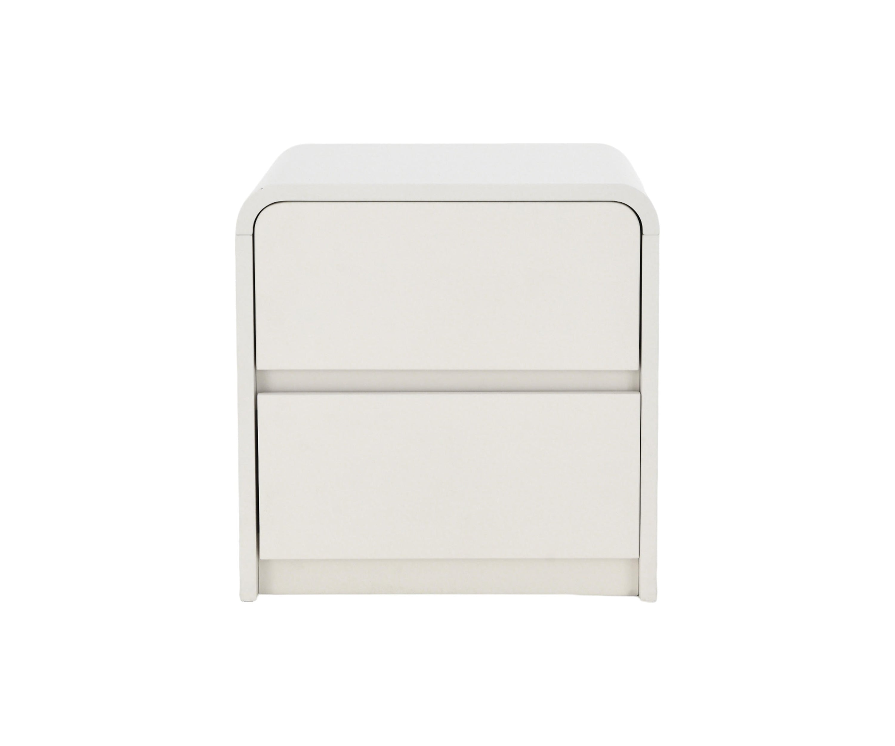 Modern Matte White Curved 2-Drawer Bedside Table