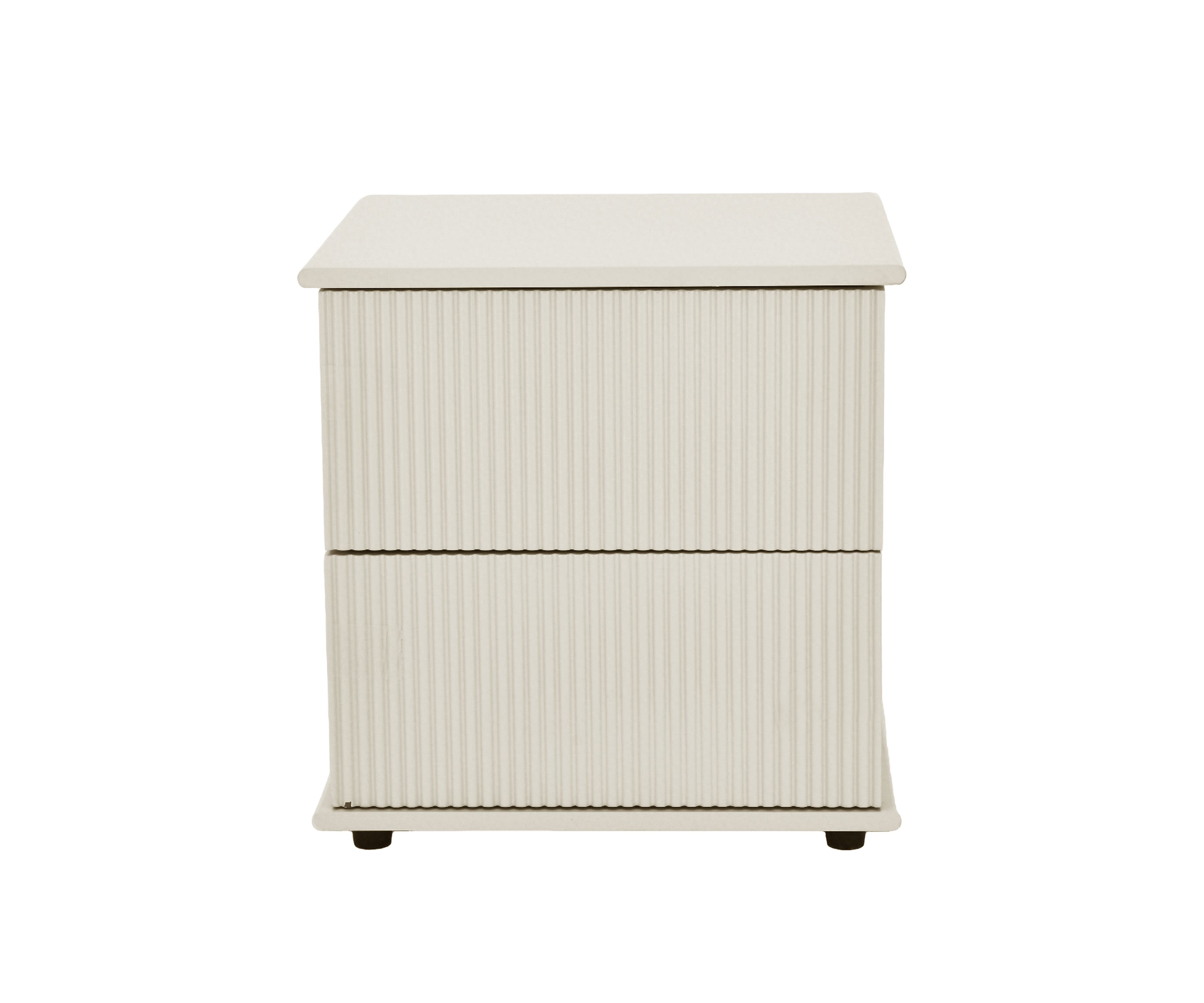 Modern Off-White Fluted 2-Drawer Bedside Table