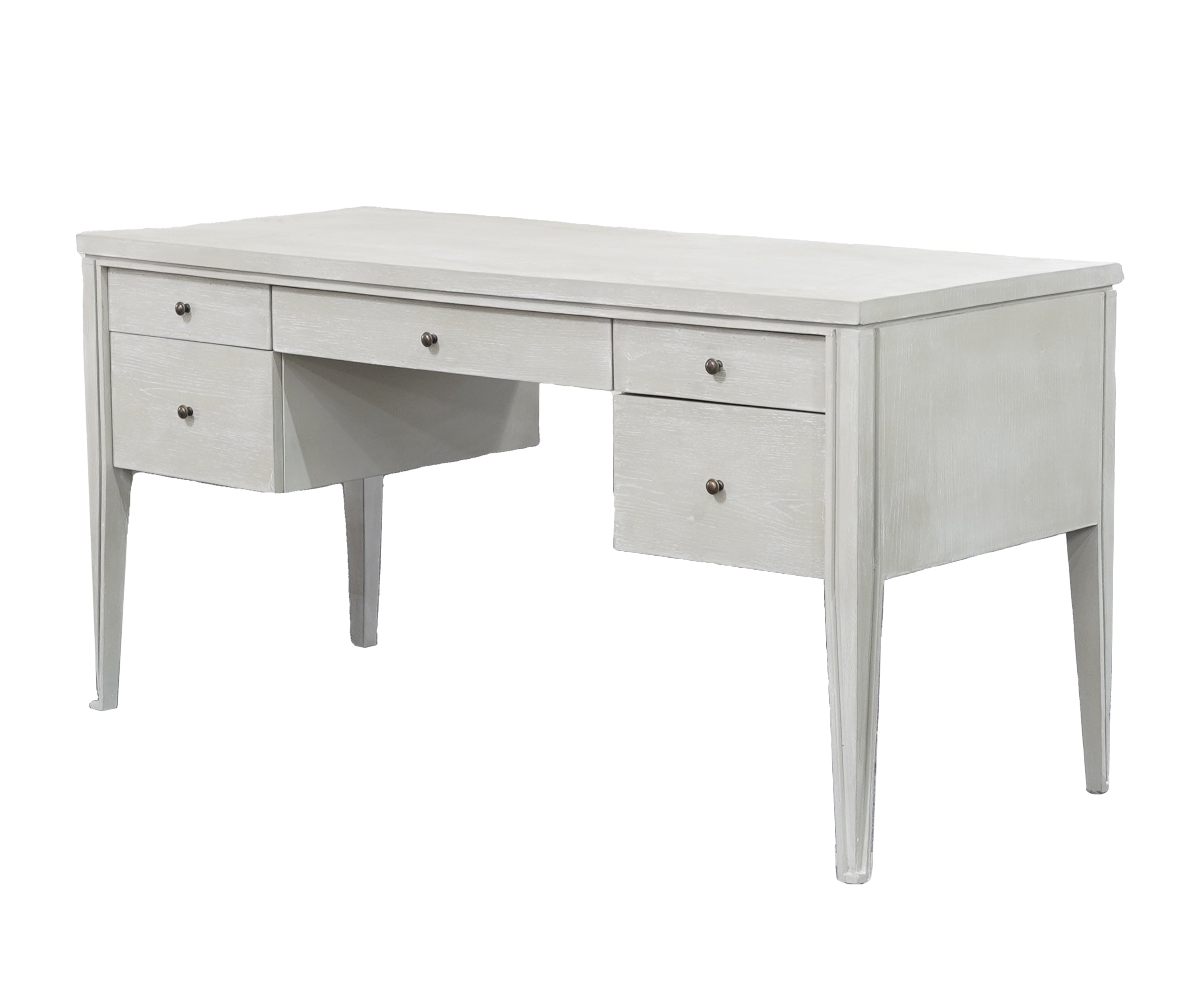 Modern White Wooden Study Table with Multiple Drawers