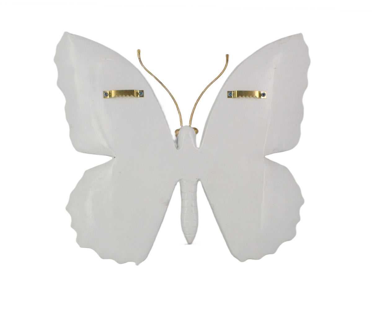Blue & White Botanical Motif Butterfly Figurine for Wall Decor