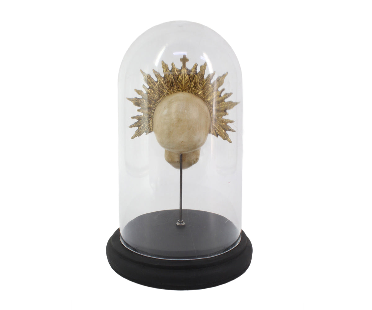 Sunburst King Skull with Glass Dome Display