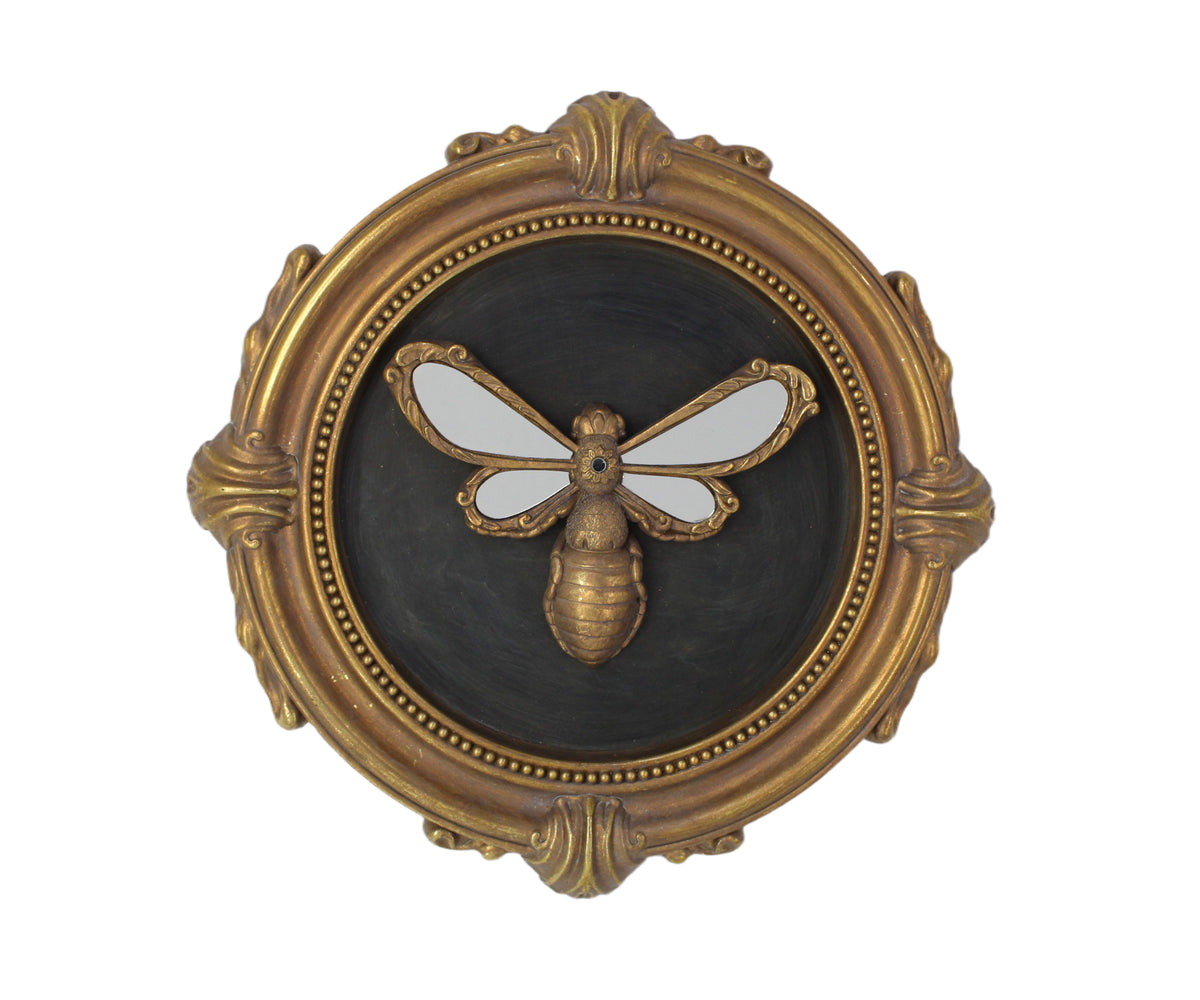 Vintage Gold Honeybee Round Wall Medallion