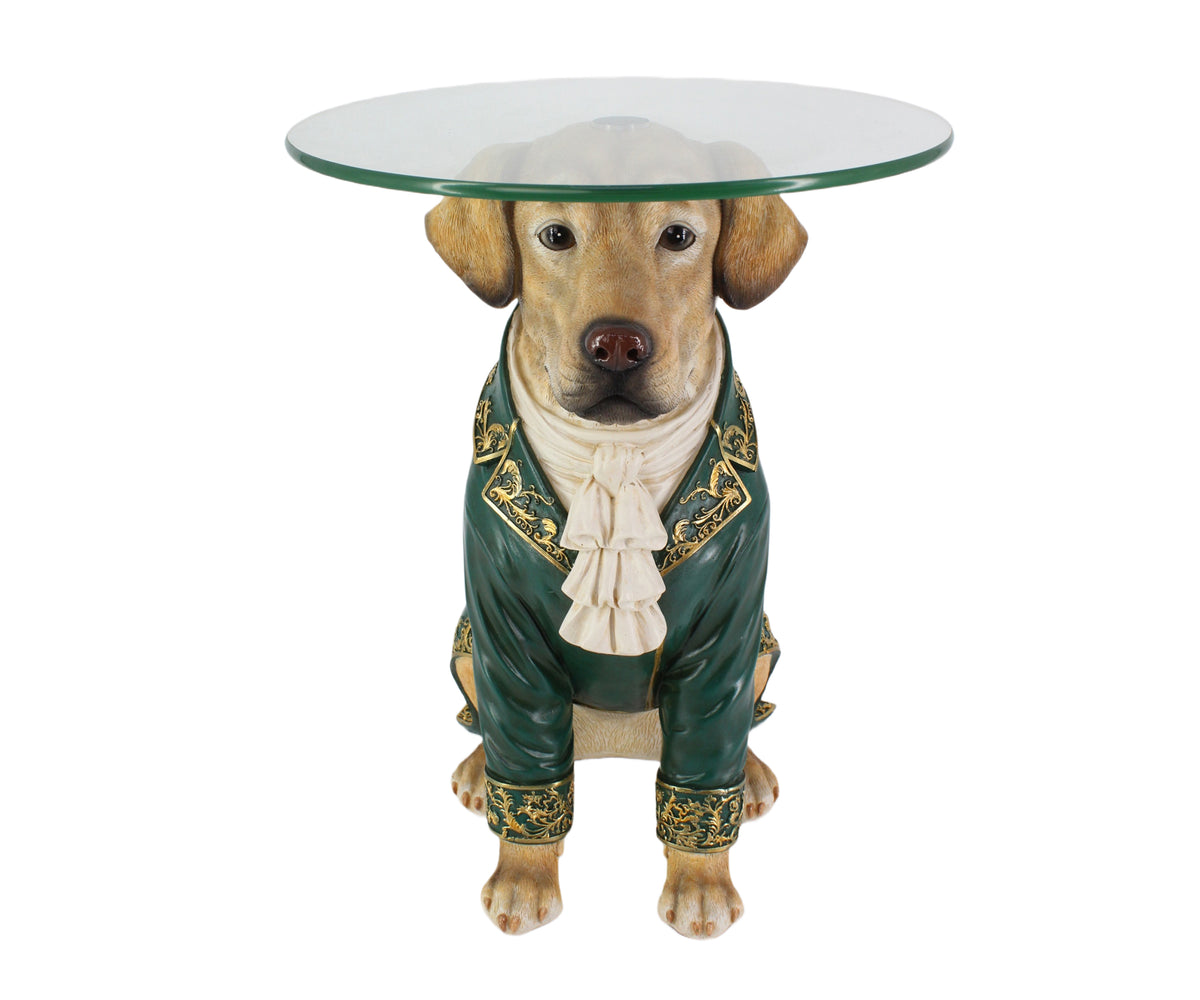 Regal Labrador Butler Glass-Top Side Table